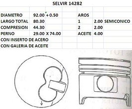 PISTONES  92mm TOYOTA HILUX (2LT II) 0.50