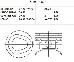 PISTONES 75.50mm HYUNDAI EXCEL 1500 0.50 TIK