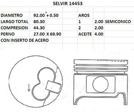 PISTONES  92mm TOYOTA HILUX (2L II) 0.50 EUROSUN
