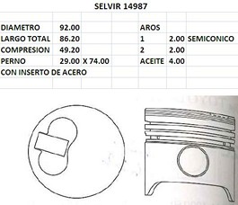 PISTONES  92mm TOYOTA HILUX (2LT)  STD