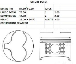 PISTONES 84.50mm NISSAN CD20 0.50 TIK