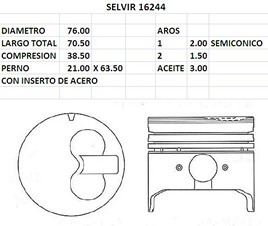 PISTONES 76mm DAIHATSU 1000 D STD TIK