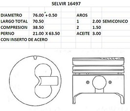 PISTONES 76mm DAIHATSU 1000 D 0.50 TIK