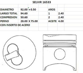 PISTONES  92mm KIA K2400 0.50 (SF)