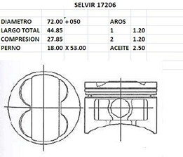 PISTONES 72mm CHERY QQ (4 Cil) 0.50 EUROSUN