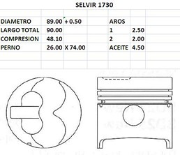 PISTONES 89mm NISSAN 720 SD23 0.50 TIK