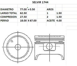 PISTONES 77mm HONDA ACCORD 81 0.50