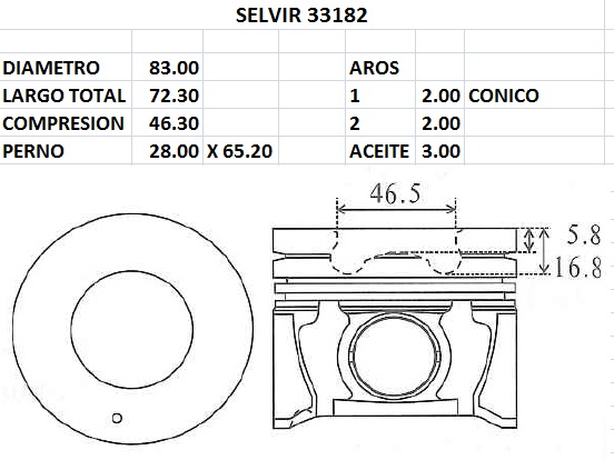 PISTONES 83mm HYUNDAI TUCSON 2.0TCI  STD