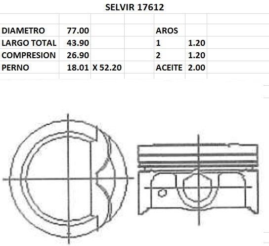PISTONES 77mm HYUNDAI-KIA 1.4 STD