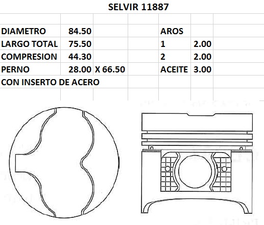 PISTONES 84.50mm NISSAN CD20T STD