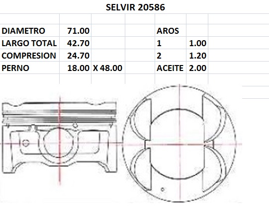 PISTONES 71mm HYUNDAI-KIA 1.2 MOTOR KAPPA STD