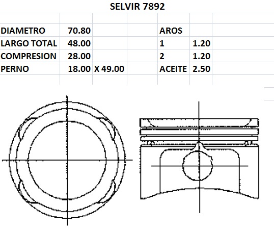 PISTONES 70.80mm FIAT FIRE 1.3 N 16V STD