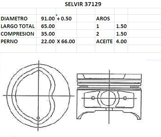 PISTONES 91mm GWM DEER 2.2 N 0.50