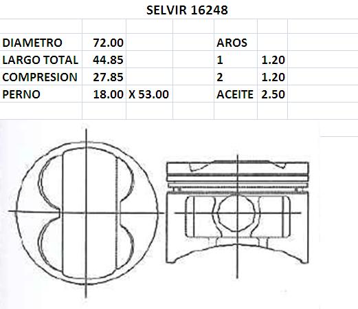 PISTONES 72mm CHERY QQ (3 Cil) STD
