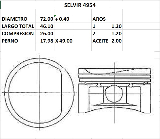 PISTONES 72mm FIAT 1.4 FIRE FLEX PALIO-SIENA 0.40