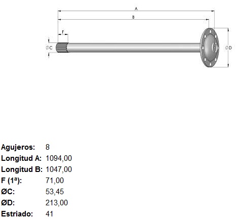 EJE TRASERO DER/IZQ FORD-IVECO-VW
