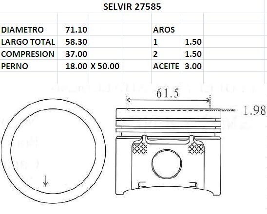 PISTONES 71.10mm GM CORSA 1.0 STD