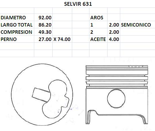 PISTONES  92mm TOYOTA HILUX 85 (2L)  STD
