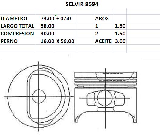 PISTONES 73mm TOYOTA TERCEL 1300 0.50 EUROSUN